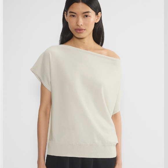 Aritzia Babaton Inspiration Short Sleeve Matte Pearl Knit Top - Size Small - Picture 2 of 6